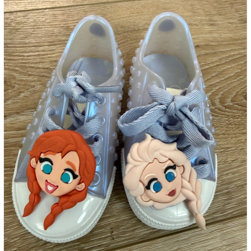 Mini Melissa x Disney Frozen Polibolha Sneakers Kids 7 Elsa Anna Blue Jelly